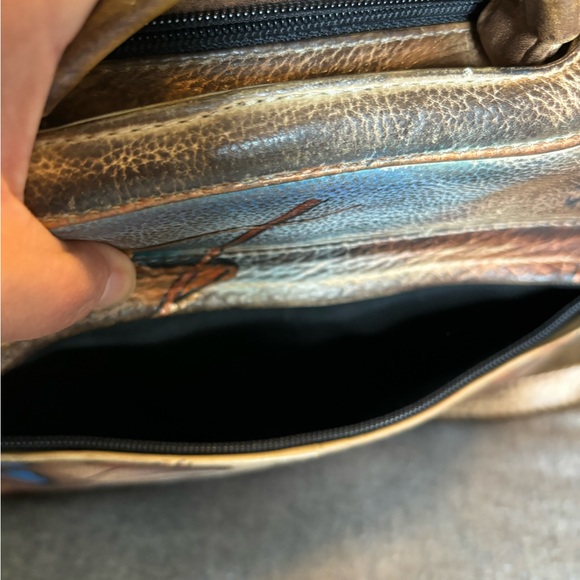 SOVA‎ Hand-painted Leather Crossbody Purse Abstract - Picture 9 of 10